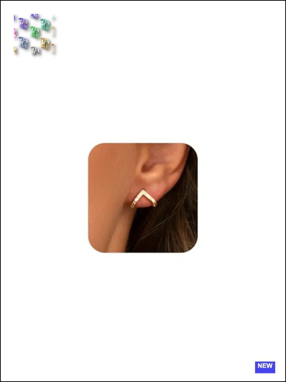 14K Gold Plated Sterling Silver Stud Earrings Geometric Half-Wrap Minimalist